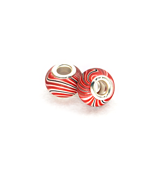 Perla ciambella vortice (2 pezzi) 14x10 cm - Rosso